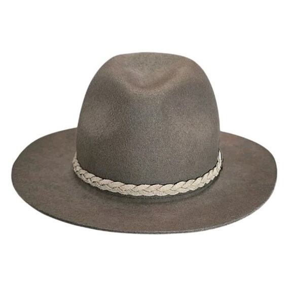 Lovely Bird Gray 100% Wool Wide Brim Fedora Hat Silver Concho Boho Western Small main image 7